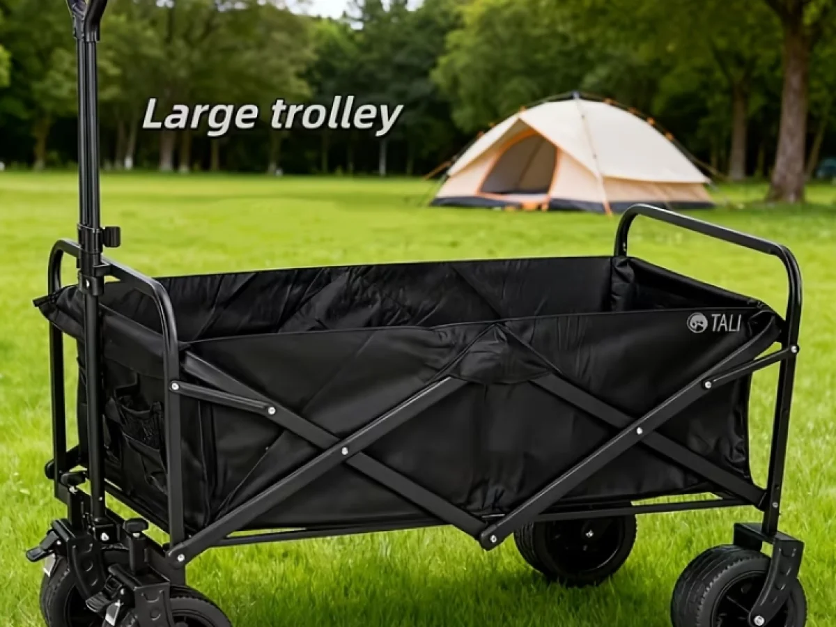 Collapsible wagon with wheels, camping outdoor garden trolley foldable wagon cart