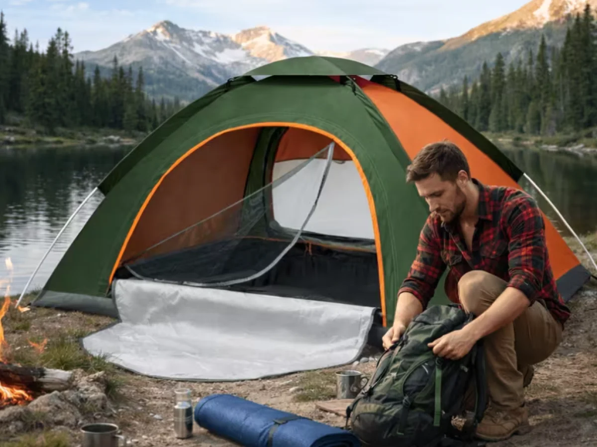 2-3 Person Portable Manual Setup Tent Outdoor Hiking Camping Special Arched Dome Tent Silvery Coated