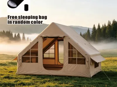 Instant inflation camping tent, Oxford cloth material, khaki.