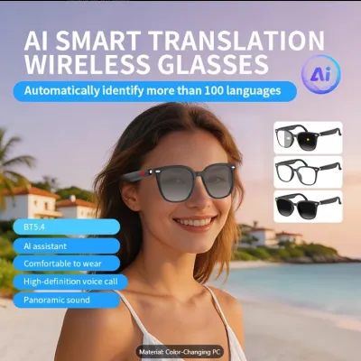 Smart AI photochromic glasses, supports voice assistant