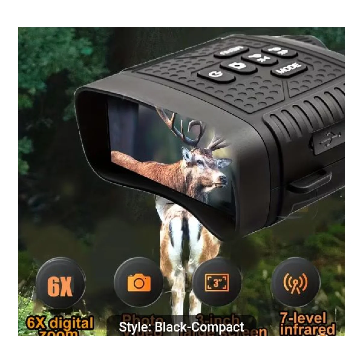Binoculars - night vision device with 3" screen, 6x digital zoom