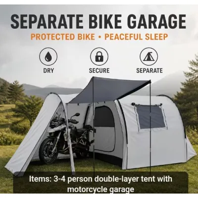 4-6 Person Family Camping Tent with Bike Garage