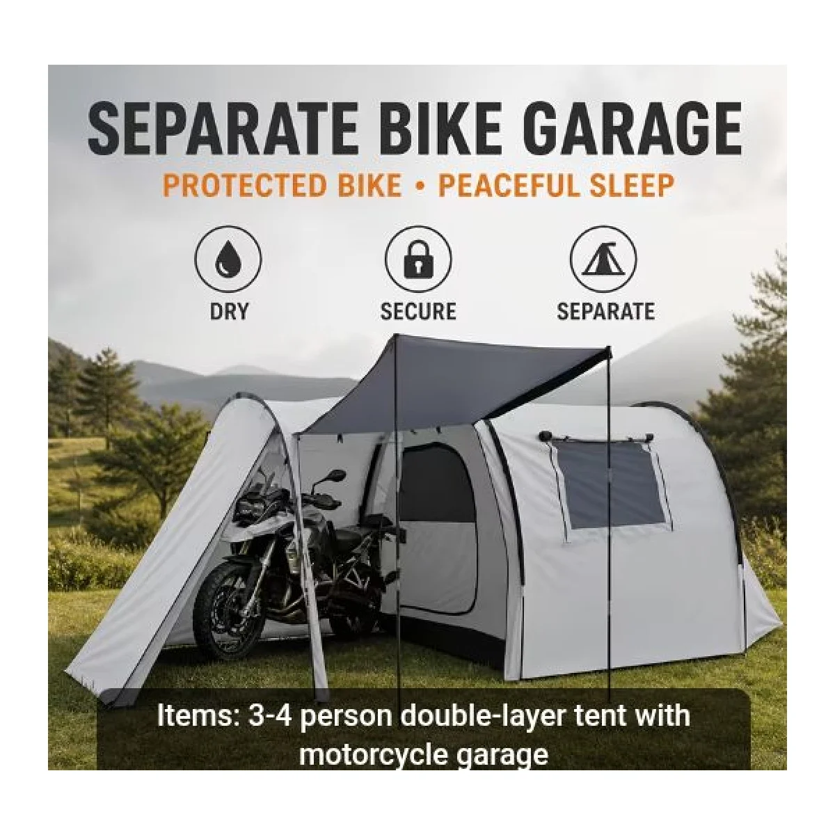 4-6 Person Family Camping Tent with Bike Garage