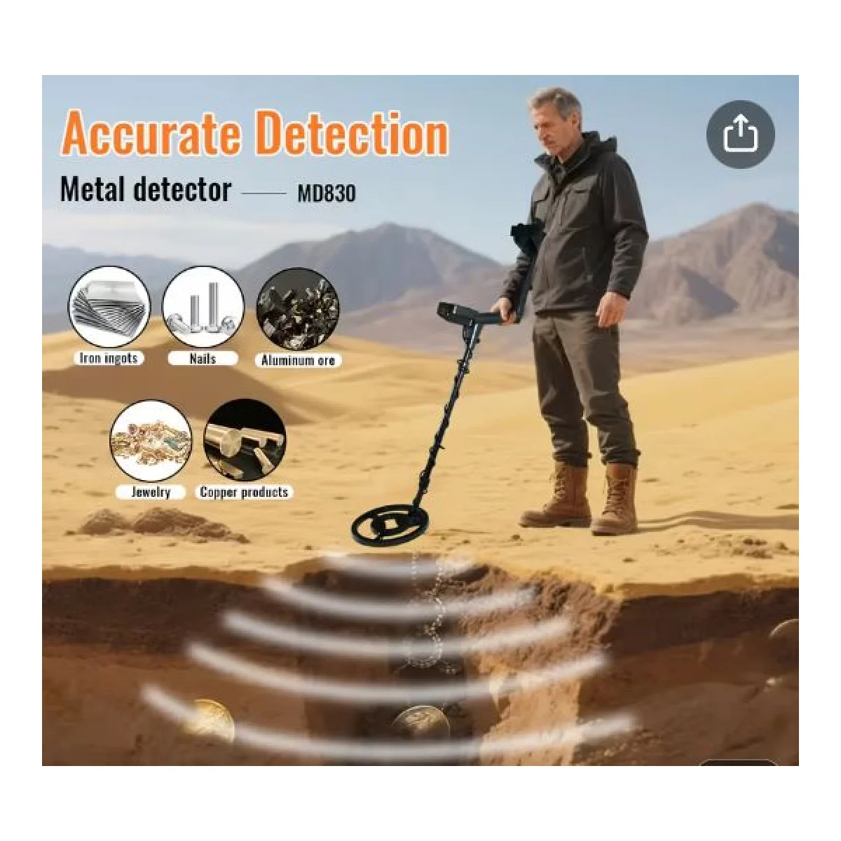 Metal Detector Underground Depth Scanner Search High Precision Detector