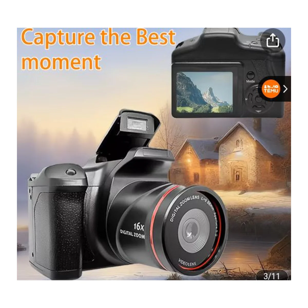 1080P High-Performance Handheld Camcorder, 16X Digital Zoom - Ultra HD