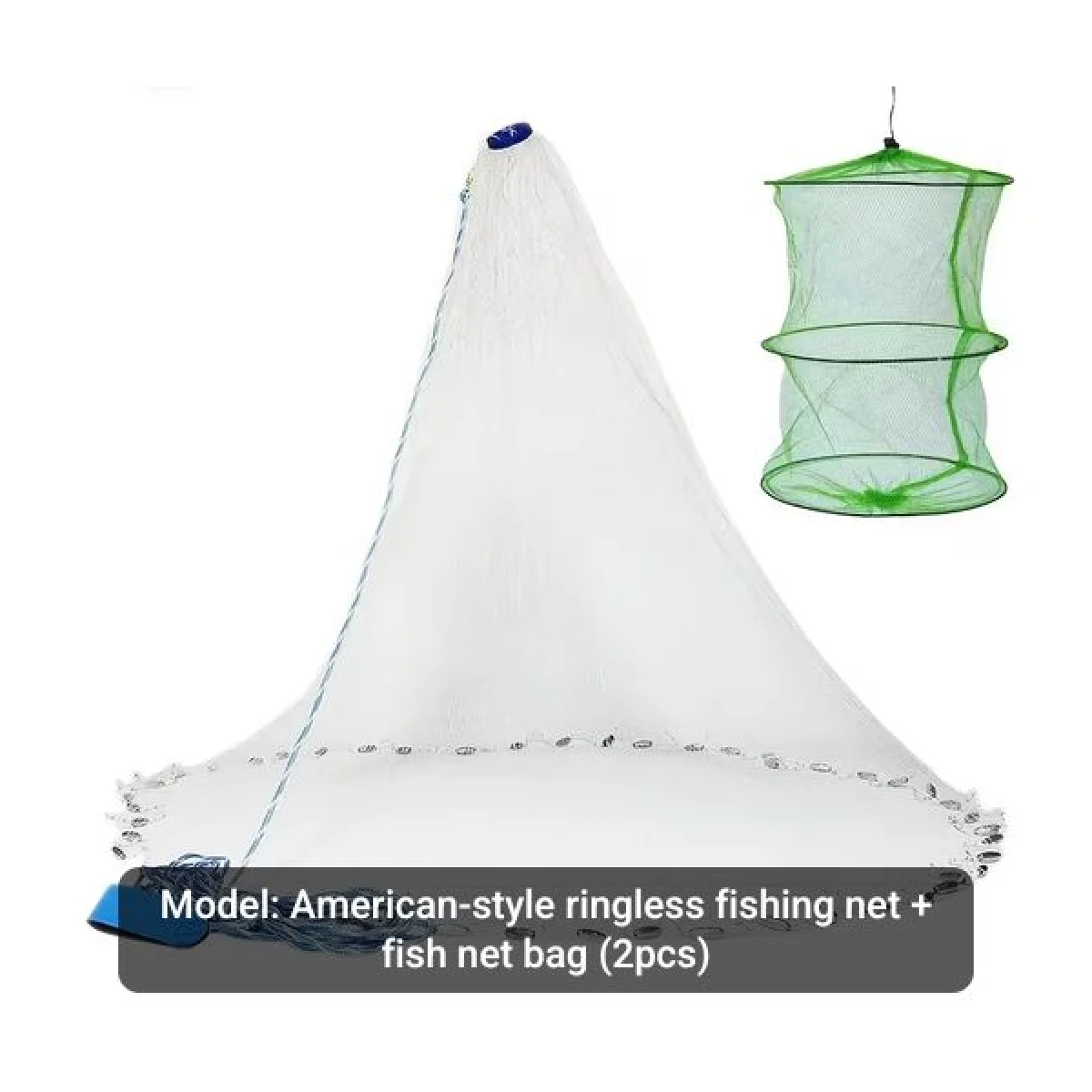 2pcs Sea Fishing Cast Nets, American Style Hand-Thrown Net