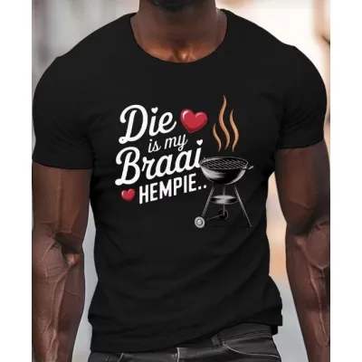 [Men's Casual T-Shirt] Afrikaans Rustic African Quote Braai Hempi Men's Casual Crew Neck