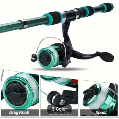 Portable Retractable Fishing Rod with Rotating Reel