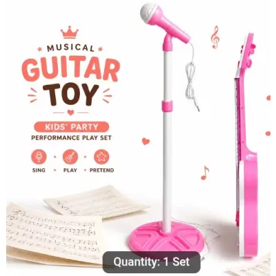 Kids Guitar And Microphone Set, Musical Toy Guitar with Lights