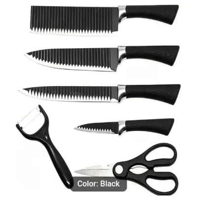 6pcs Non-Stick Coated Kitchen Knife Set Premium Professional Chef Knife Set