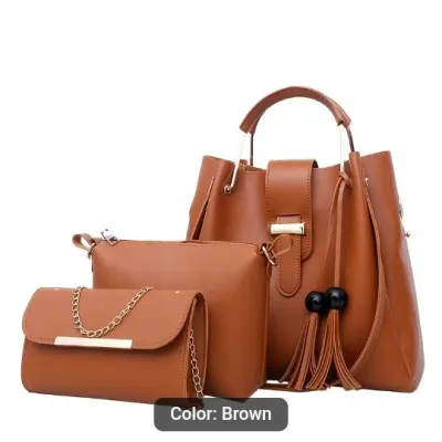 3-In-1 Fashion Purse And Handbags Set for Women - Brown