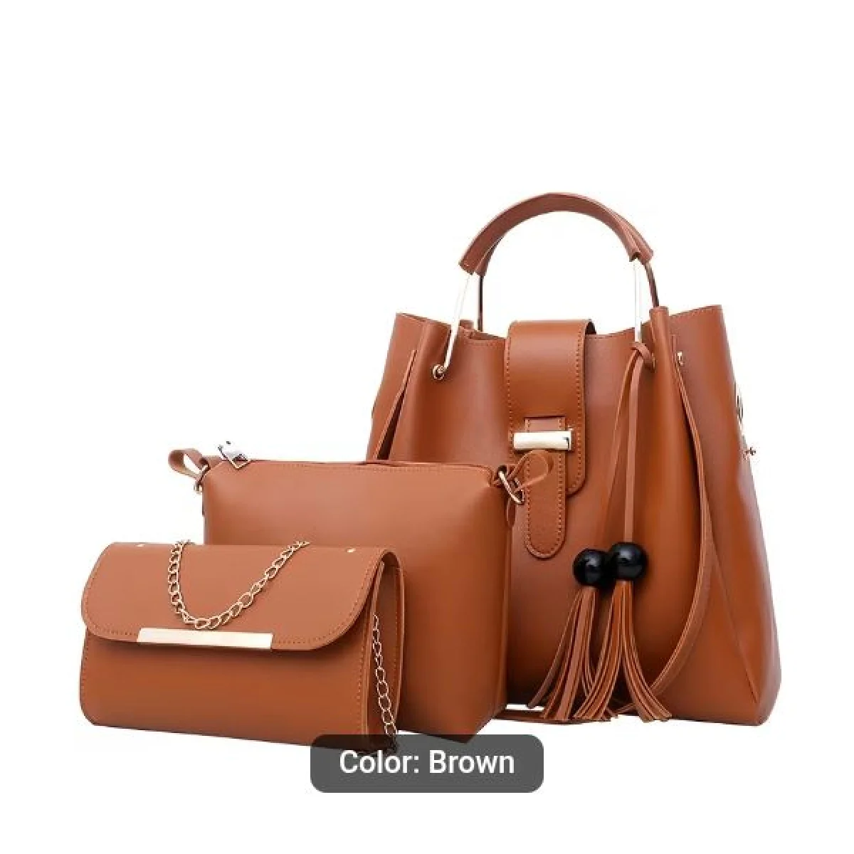3-In-1 Fashion Purse And Handbags Set for Women - Brown