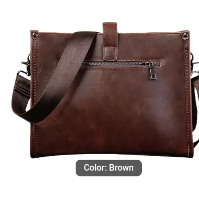 Men's Crazy Horse Business Messenger Shoulder Bag